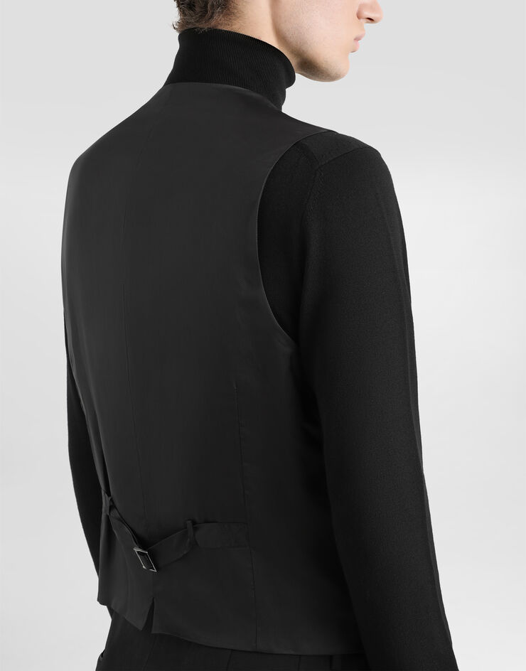 Dolce & Gabbana Three-piece Sicilia-fit suit in stretch wool Black GKPUMTFUBE7