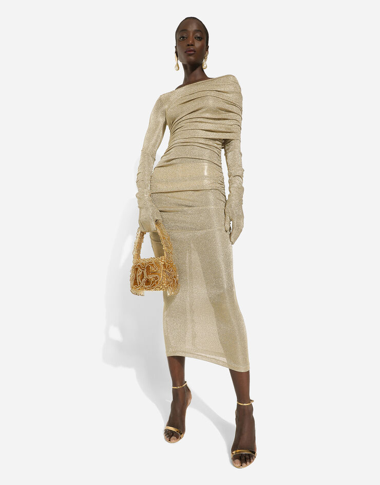 Lurex mesh calf-length dress in Gold for | Dolce&Gabbana® US