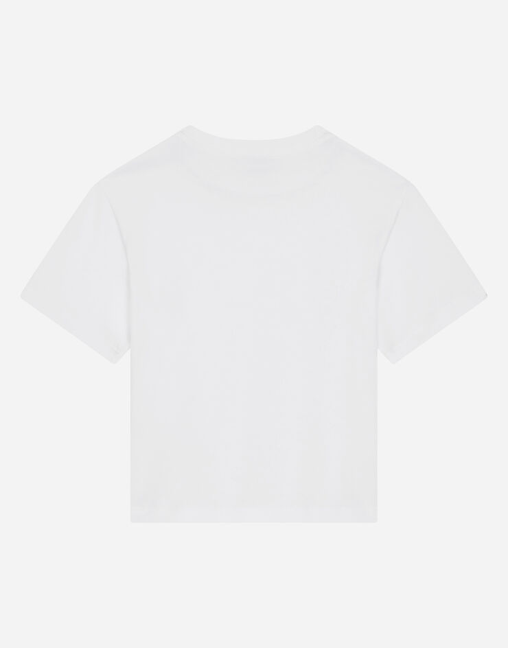 Dolce & Gabbana T-Shirt aus Jersey Logoprint Weiss L4JTEYG7IJ6