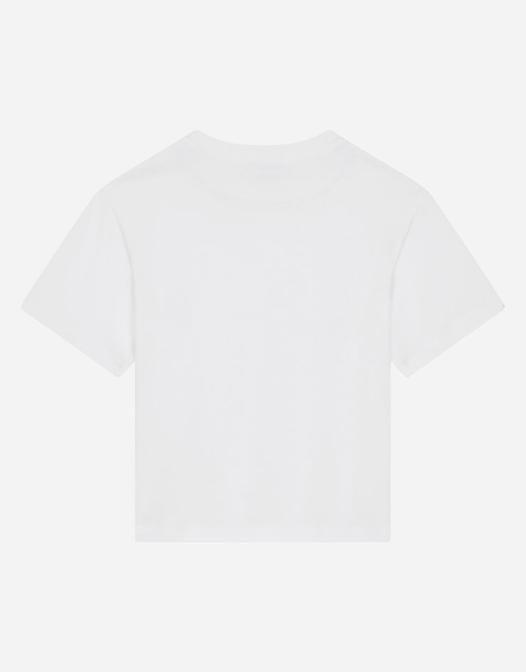 Dolce & Gabbana Camiseta de punto con estampado del logotipo Blanco L4JTEYG7IJ6