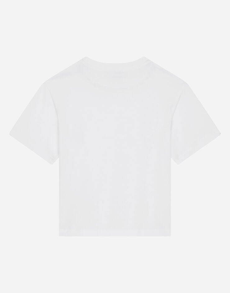 Dolce & Gabbana Camiseta de punto con estampado del logotipo Blanco L4JTEYG7IJ6