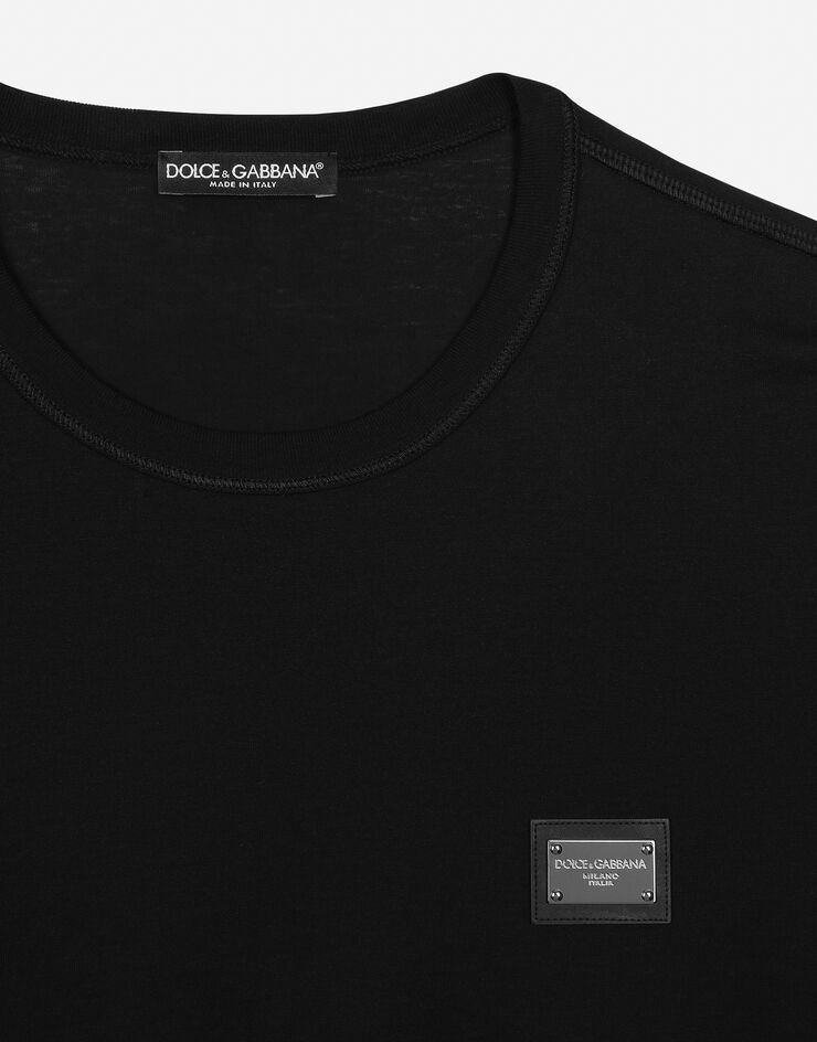 Dolce&Gabbana Camiseta de manga larga con placa con logotipo Negro G8PV0TG7F2I