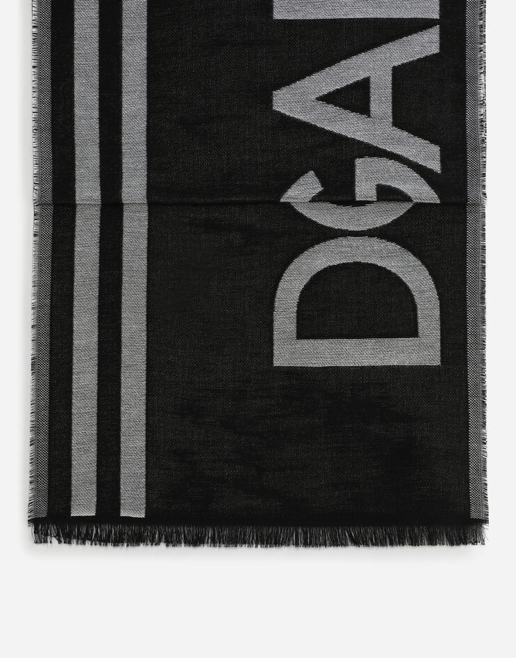 Dolce & Gabbana Cotton/modal jacquard scarf with logo Black/White GQ266EG1JDI
