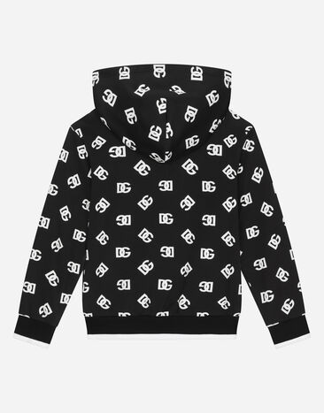 Dolce & Gabbana Zip-up jersey hoodie with DG logo print Multicolor L4JWGZHS7JG