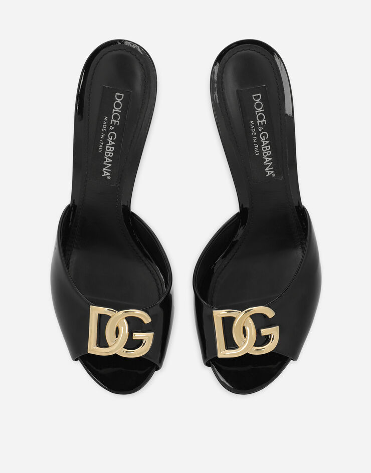 Dolce & Gabbana DG 徽标漆皮穆勒鞋 黑 CR1484A1471