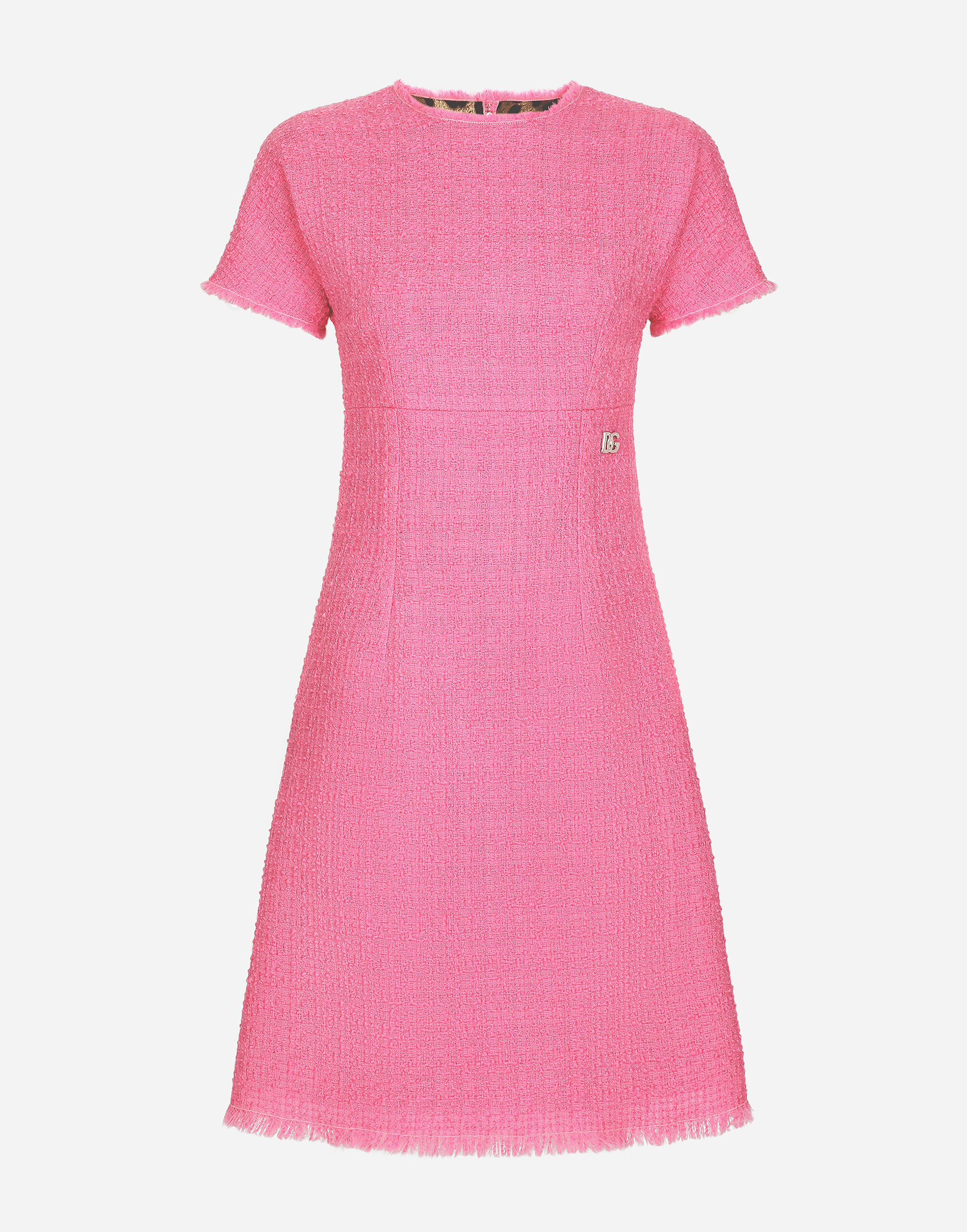 Dolce & Gabbana Raschel tweed calf-length dress with DG logo Print F6AHOTHS5NK