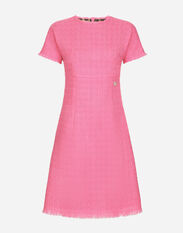 Dolce & Gabbana Raschel tweed calf-length dress with DG logo Pink F6DIHTFURAG