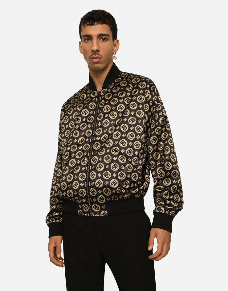 Dolce&Gabbana Nylon jacket with all-over DG logo print Black G9AJYTISMEY