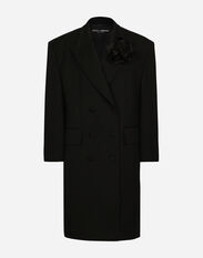 Dolce & Gabbana Oversize double-breasted coat in wool crepe Black F0D1OTFUMG9