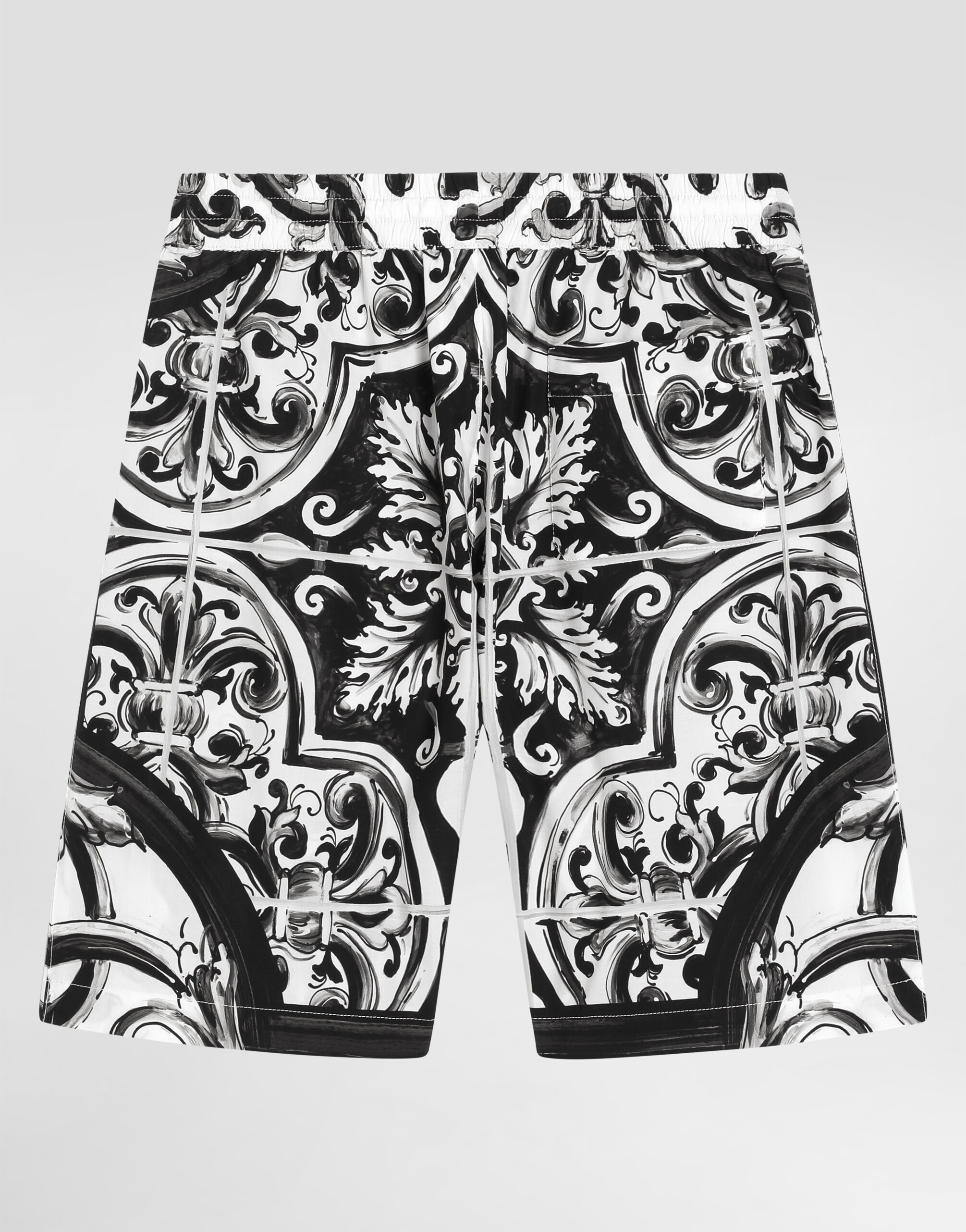 Majolica-print cotton poplin bermuda shorts in Multicolor