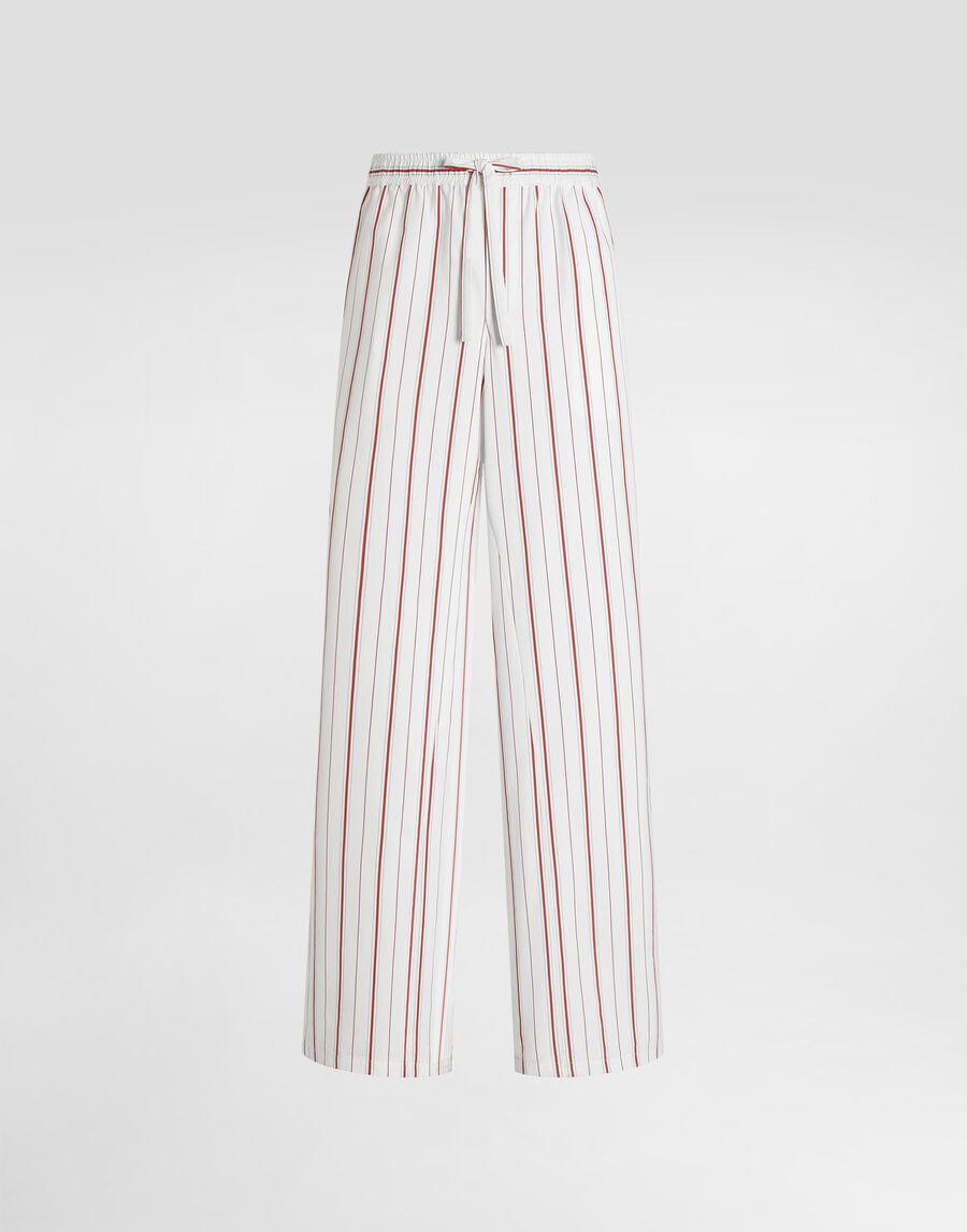 Striped poplin trousers