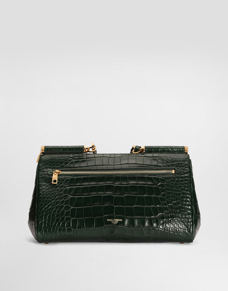 Dolce & Gabbana حقيبة يد My Sicily متوسطة من جلد أليغيتور Green BB7782B2EN0
