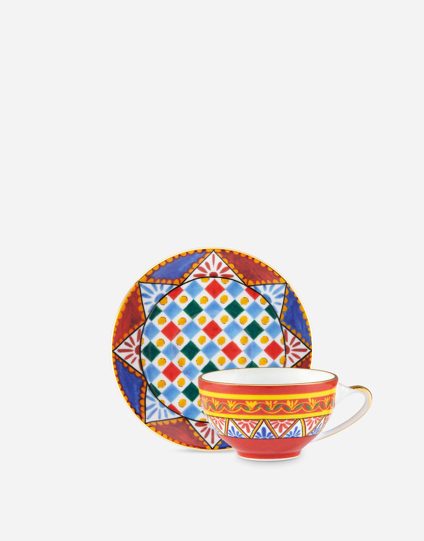 Dolce & Gabbana Taza de café con platillo de porcelana Multicolor TC0S08TCAK3