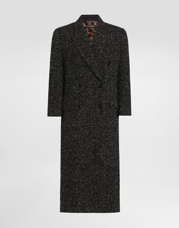Dolce & Gabbana Oversized double-breasted coat in wool blend chevron Multicolor F0GHHTFCZAD