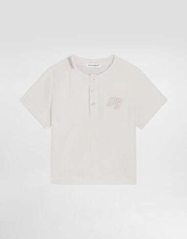 Dolce & Gabbana Waffle cotton serafino t-shirt White L14S69FU628