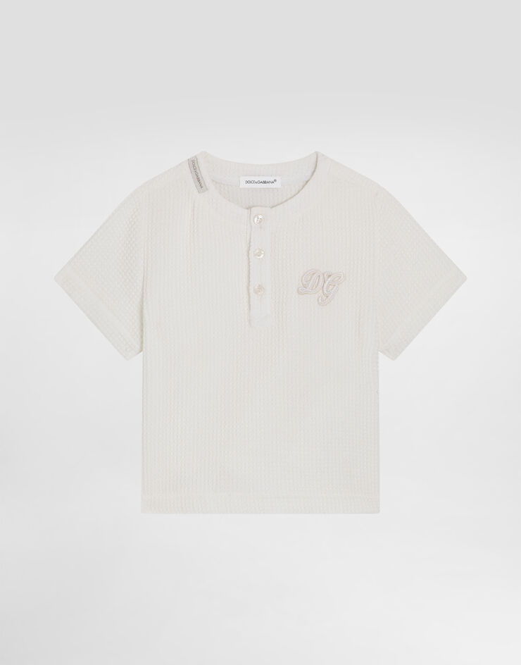 Dolce & Gabbana Waffle cotton serafino t-shirt White L14S69FU628