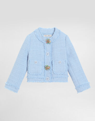 Dolce & Gabbana Single-breasted raschel tweed jacket with bejeweled buttons Purple L52E36FMTAC
