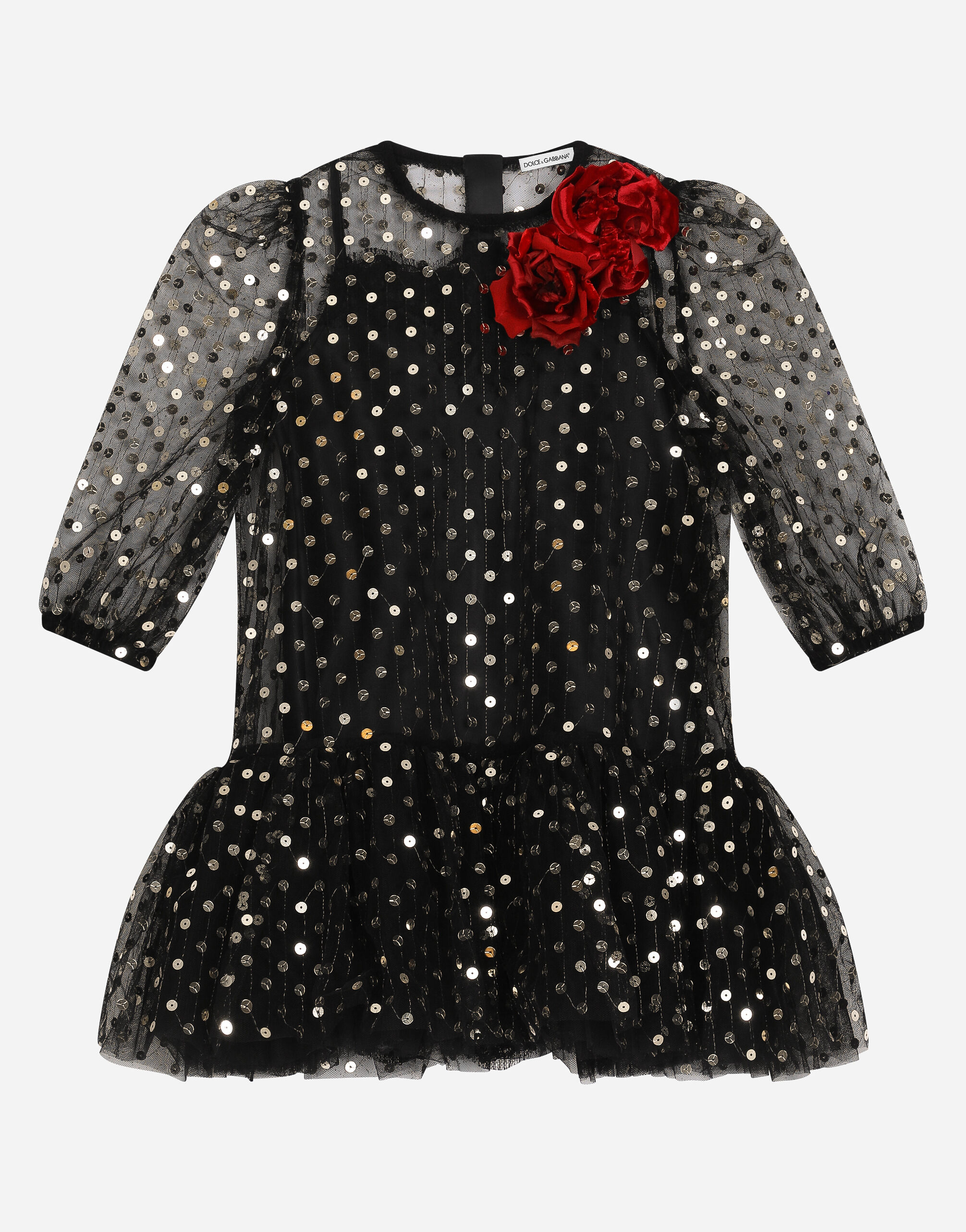 Dolce & Gabbana Платье из тюля с вышивкой пайетками черный EB0003AB000