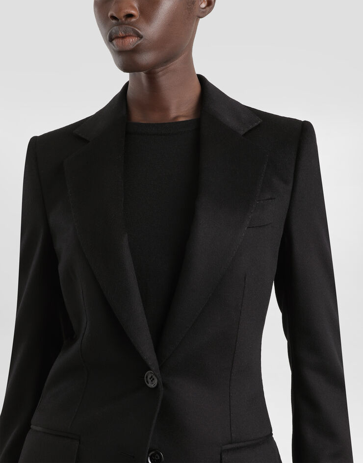 Dolce & Gabbana Single-breasted jacket in silk and Cashmere Black F29KNTGDDC0