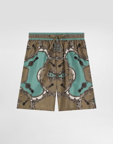 Dolce & Gabbana Bermudashorts aus Seidentwill mit Cargo-Print Multicolor L44Q09HI12C