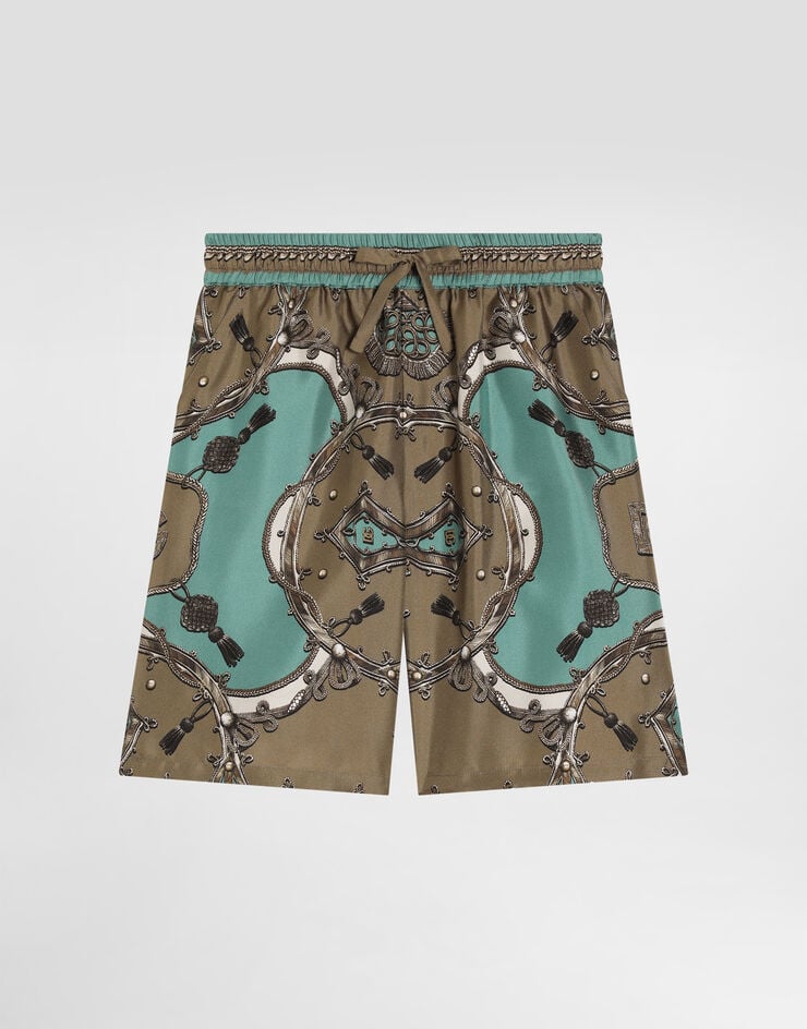 Dolce & Gabbana Bermudashorts aus Seidentwill mit Cargo-Print Multicolor L44Q09HI12C