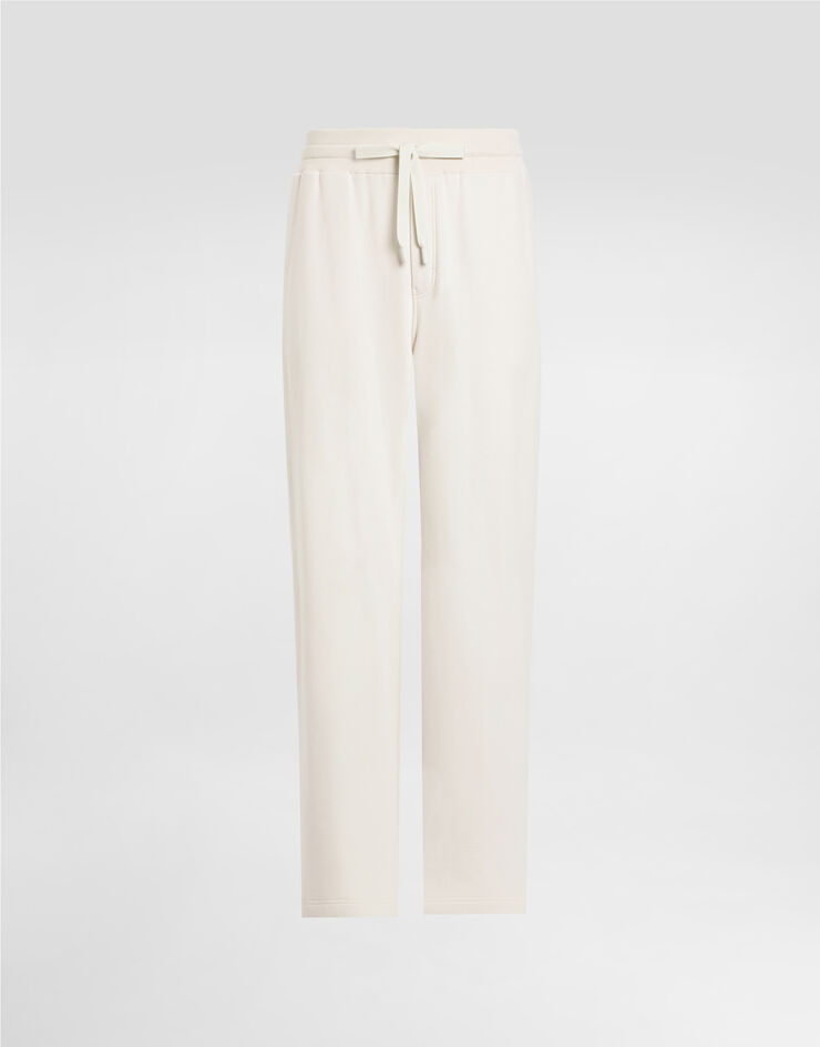 Dolce & Gabbana Stretch jersey jogging pants with embroidery Cream GVZ7AZG7O2J
