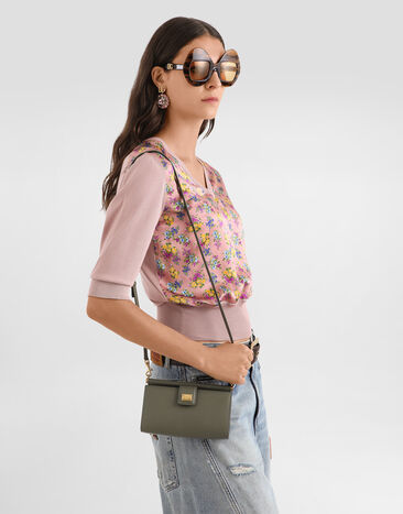 Dolce & Gabbana Sac pour téléphone en cuir de veau plongé Green BI3367A9S25