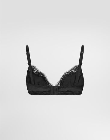 Dolce & Gabbana Soft-cup satin bra with lace detailing Black O1A01TONO13