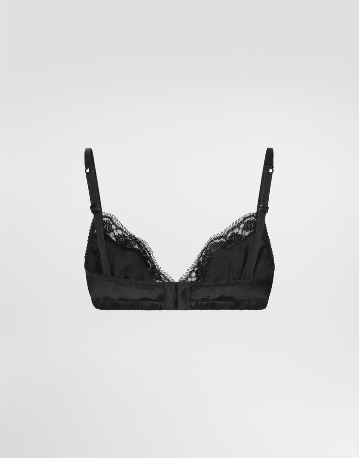 Dolce & Gabbana Soft-cup satin bra with lace detailing Dolce & Gabbana Soft-cup satin bra with lace detailing Black O1A01TONO13