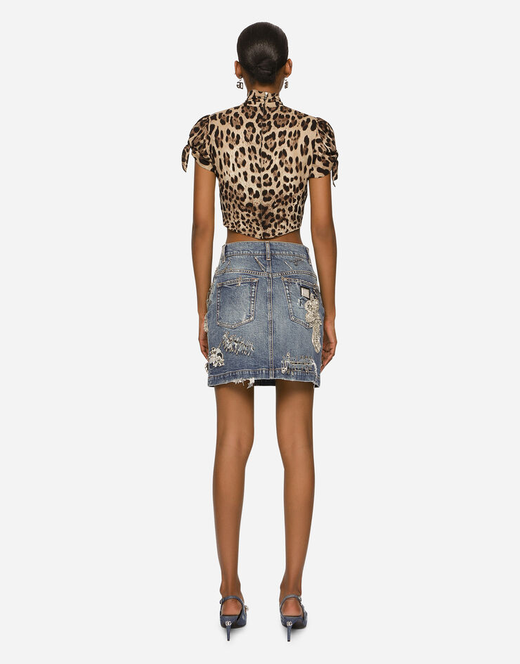 Dolce & Gabbana Minifalda en patchwork de denim Multicolor F4BWMZG8EZ8