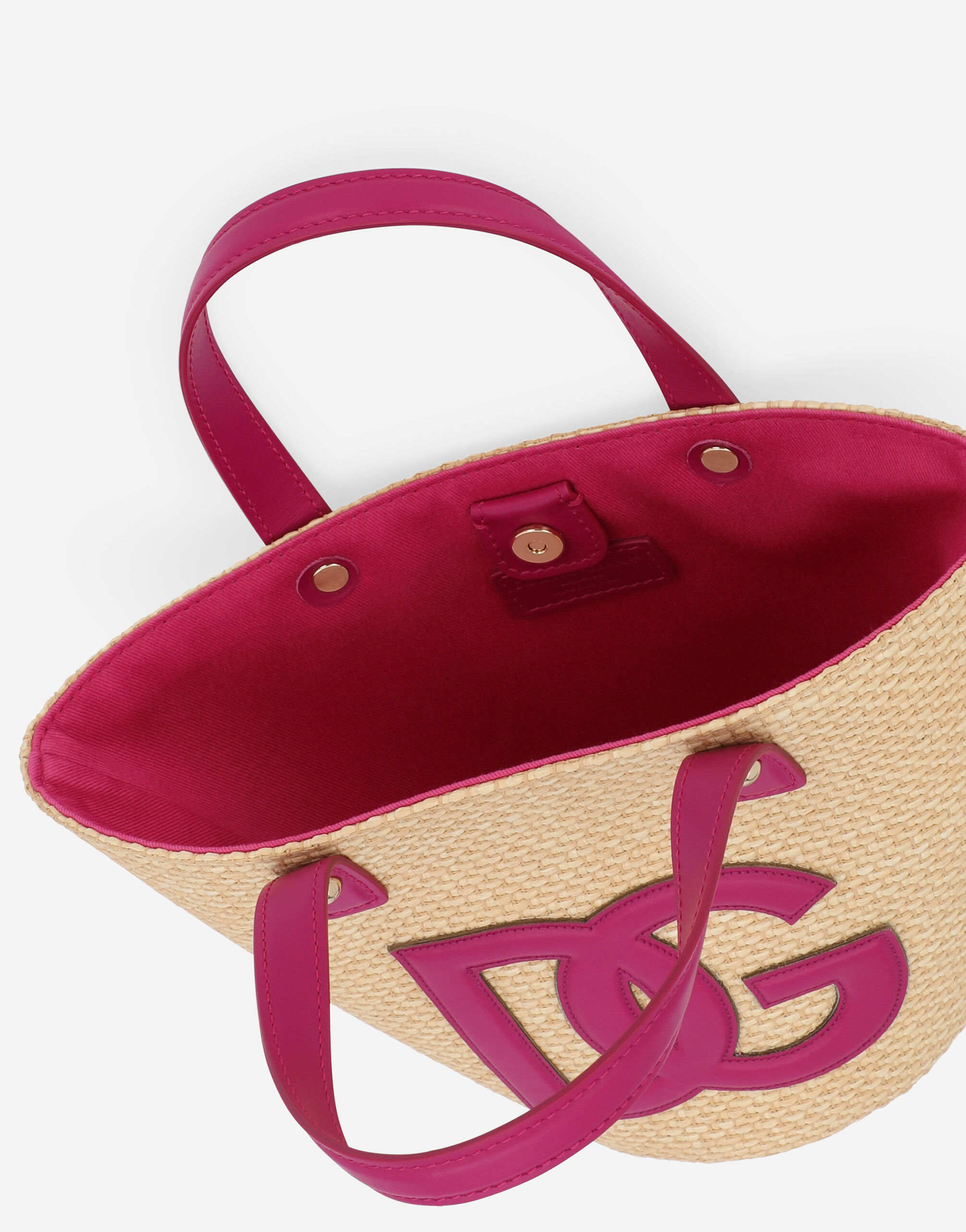 Raffia handbag with DG logo patch in Purple for Girls Dolce Gabbana US