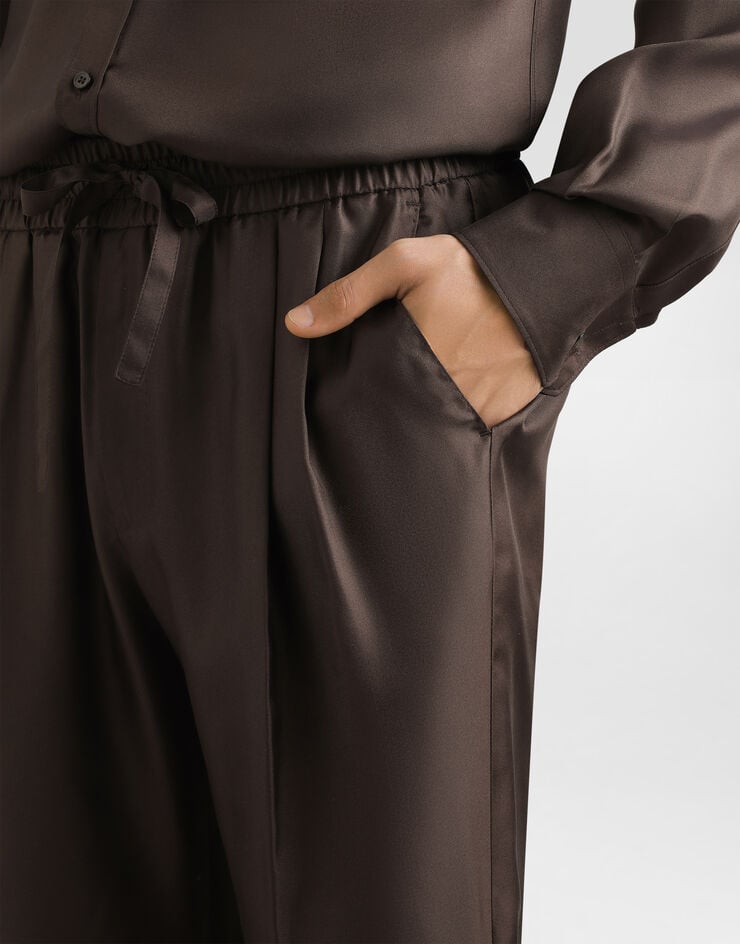Dolce & Gabbana Silk twill jogging trousers Brown GP12QTFU10S