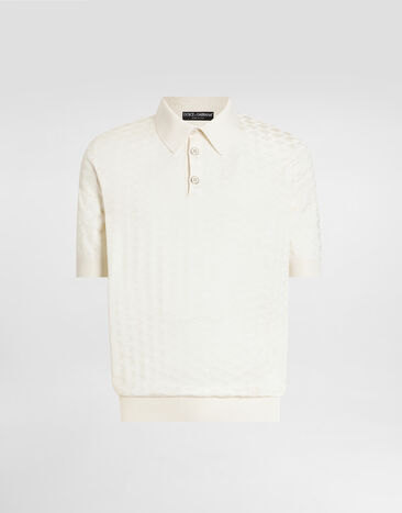 Dolce & Gabbana Micro-dot stitch silk polo shirt White GXZ02ZJBSOF