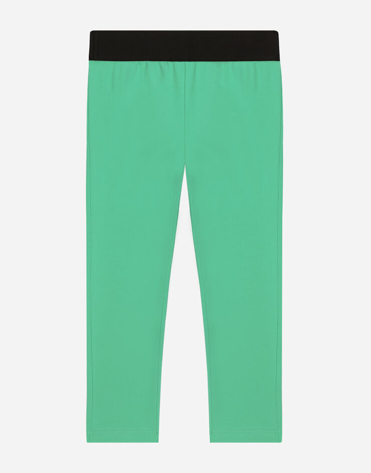 Dolce & Gabbana Leggings in interlock con elastico logato Green L5JP3JG7E3K