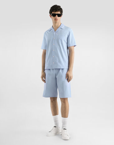 Dolce & Gabbana Cotton bermuda shorts with DG crossed embroidery Azure GV37AZGJ745