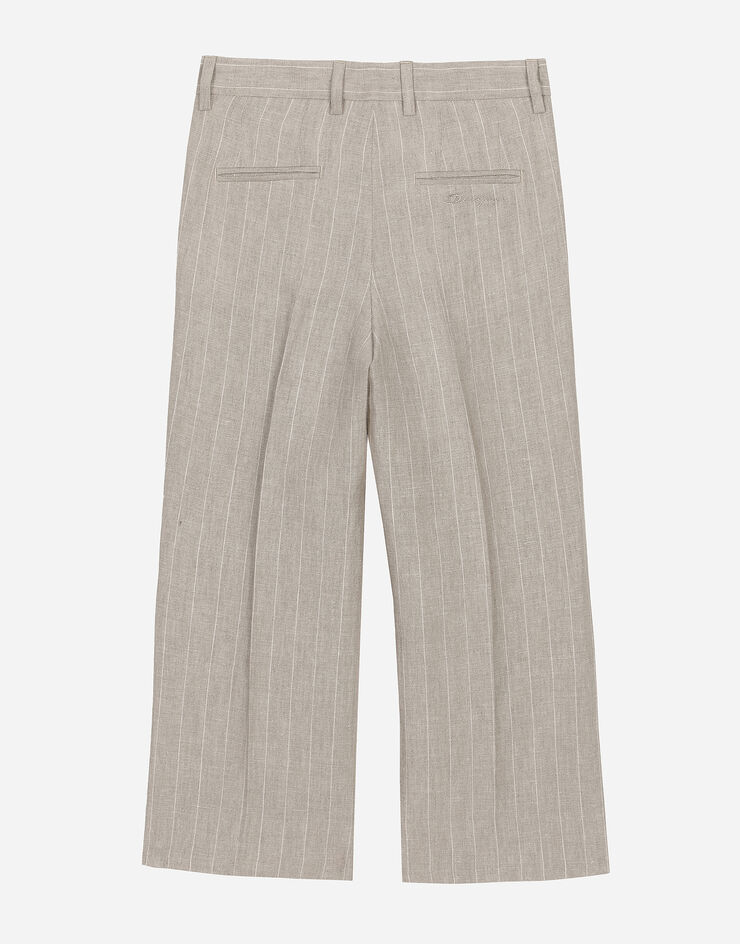 Dolce & Gabbana Pantalon classique en lin à rayures tennis Multicolore L44P44FR4BP