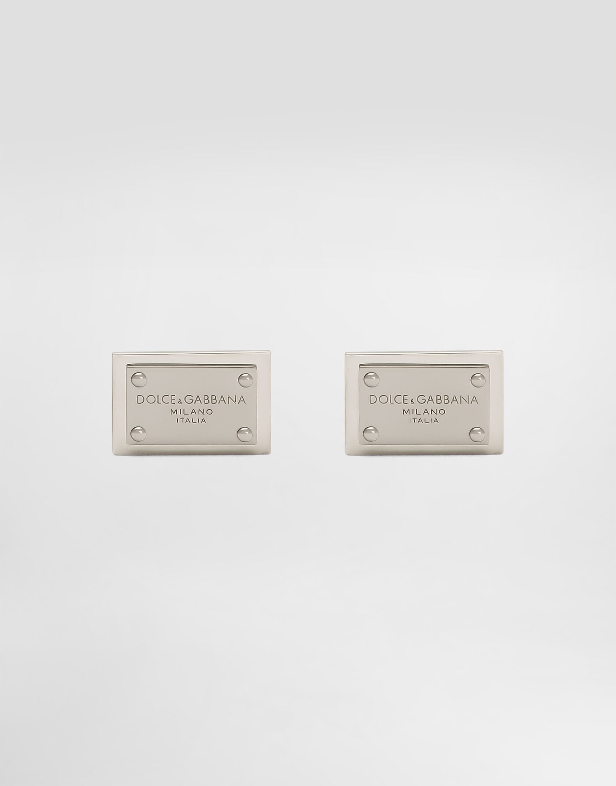 Cufflinks with Dolce&Gabbana logo tag in Silver for Men
