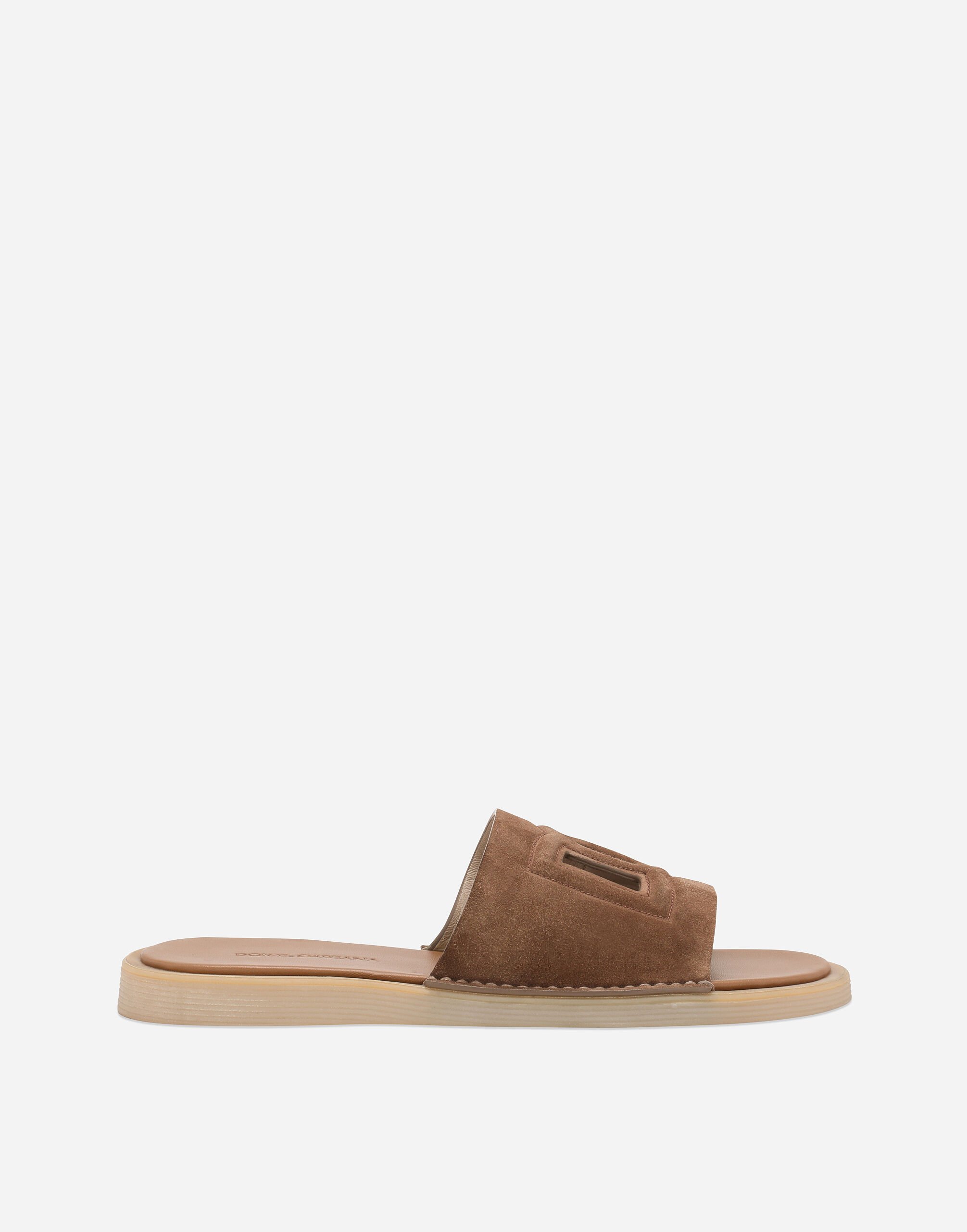 Dolce & Gabbana Suede sliders Brown A80402A4434