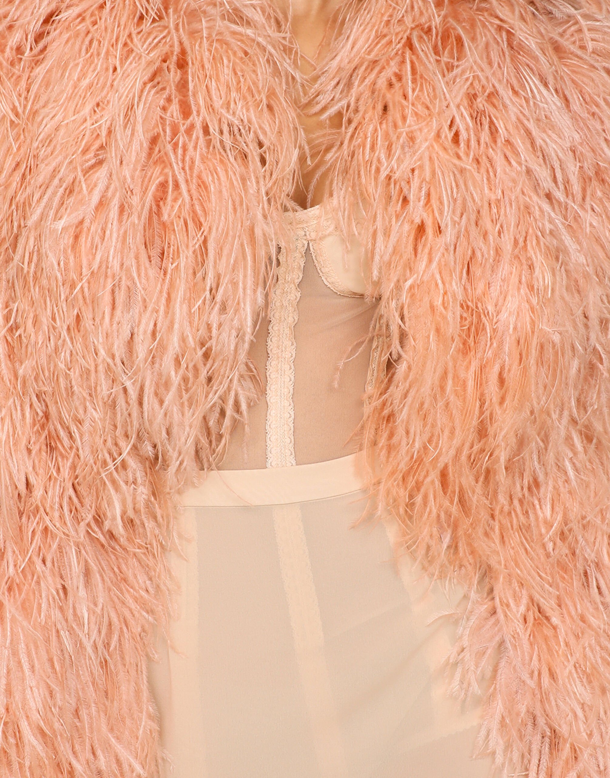 Zucker Feather Bolero Jacket | Nude Beige Ostrich Feather