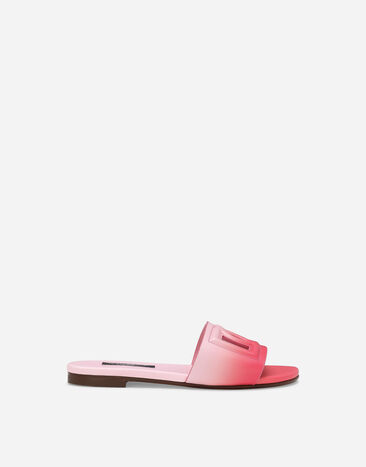 Dolce & Gabbana Slide in pelle di vitello stampata Rosa D11155A1328