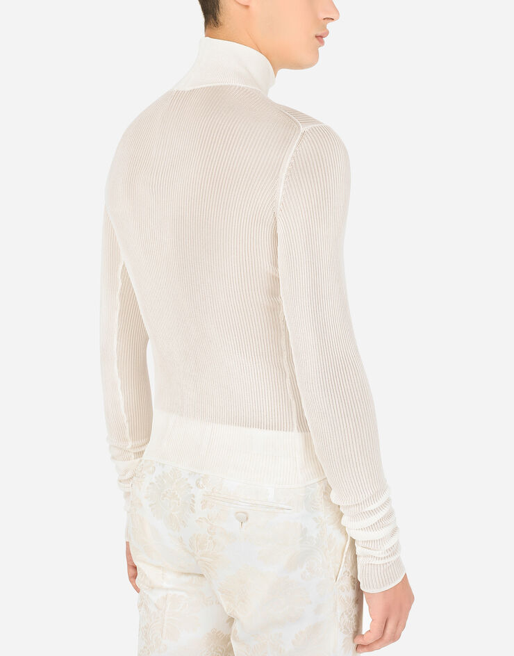 Dolce & Gabbana Ribbed viscose turtle-neck sweater White GXI53TJAIFK
