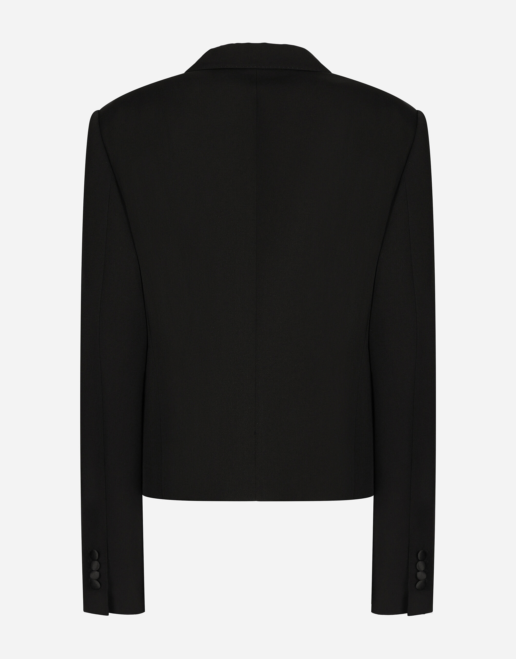 Veste de smoking croisee et courte en gabardine de laine en Noir pour femme Dolce Gabbana