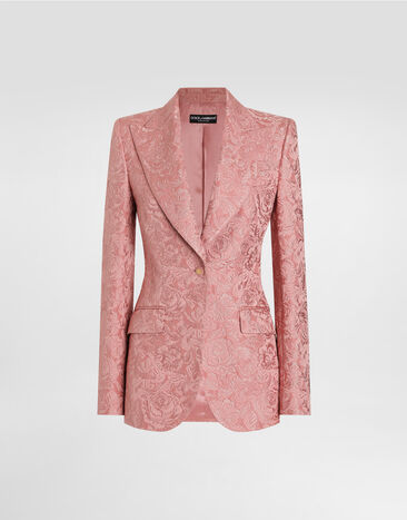 Dolce & Gabbana Single-breasted floral quilted jacquard Turlington jacket Black F27ETTFU106