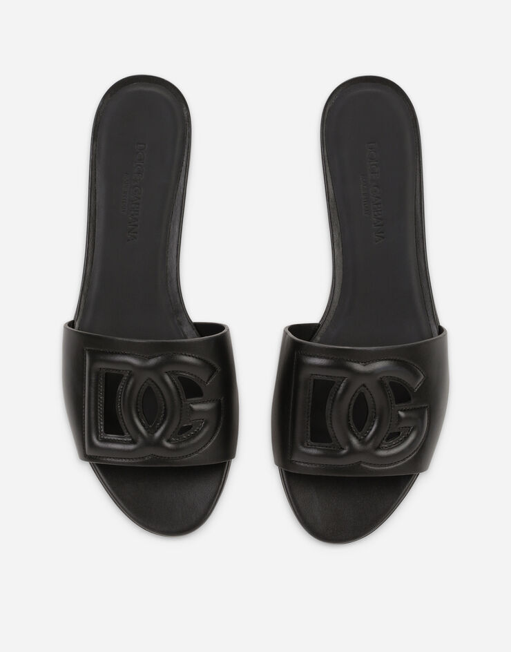 Dolce & Gabbana Шлепанцы из телячьей кожи с логотипом DG Millennials черный CQ0436AY329