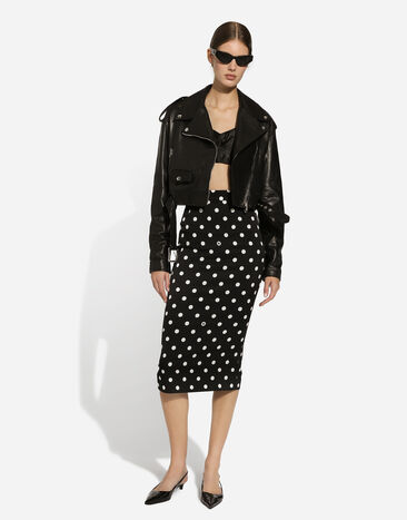 Dolce & Gabbana Charmeuse calf-length pencil skirt with polka-dot print Print F4BUOTFSA62