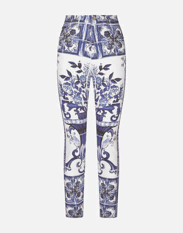 Dolce&Gabbana Majolica-print Grace jeans Black F0B6ATHJMOK