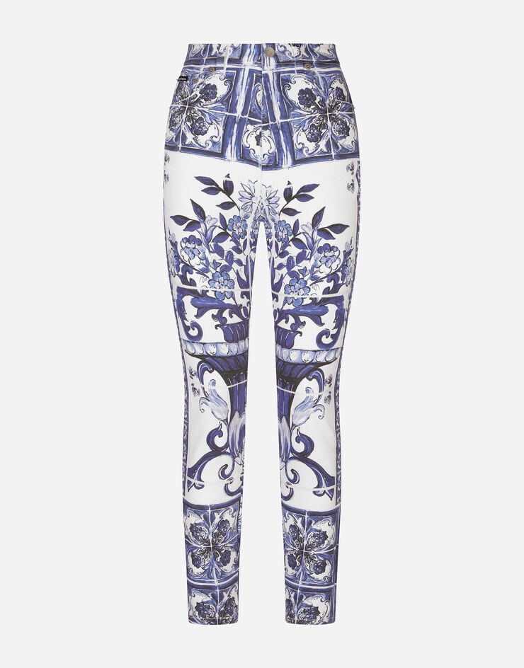 Dolce & Gabbana Jeans grace in denim stampa maiolica Multicolore FTBXHDG8GF9