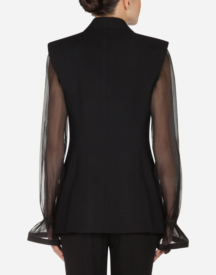 Dolce & Gabbana Single-breasted gilet jacket in technical gabardine fabric NERO F29EOTFUCEG