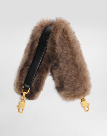 Dolce & Gabbana Bandoulière de sac en shearling et cuir de veau grainé Multicolor BI3491A0525