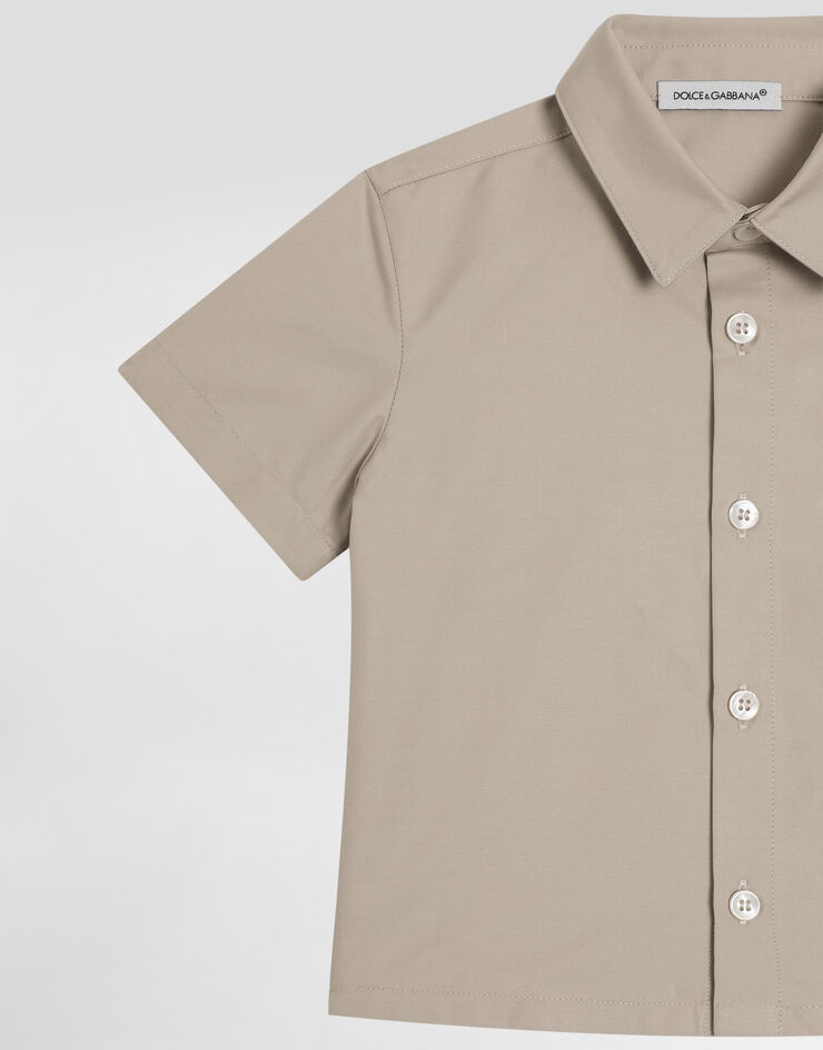 Dolce & Gabbana Gabardine shirt with DG logo Beige L14S36HUMRB